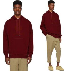 NWT Isabel Marant Miley Hoodie Sweater Drawstring Felt Logo In Red Sz Large